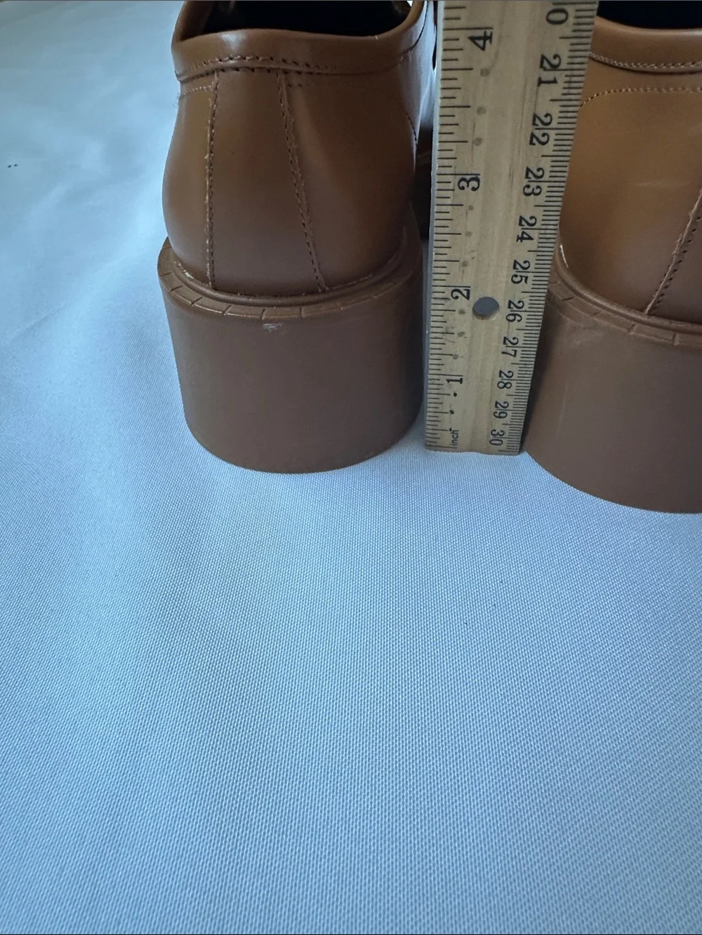 Zara Flat Platform Leather Loafers Brown Size 6 Preppy Modern Chunky